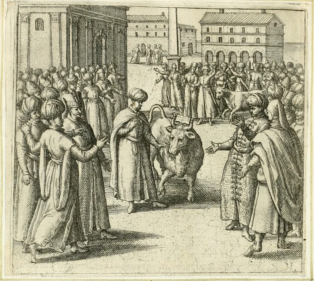 An illustration from Parnassvs cum imaginibus mvsarvm deorumq[ue] praesidum Hippocrenes : omnia depicta sunt, & distichis latinis illustrata, 1601, leaf 79