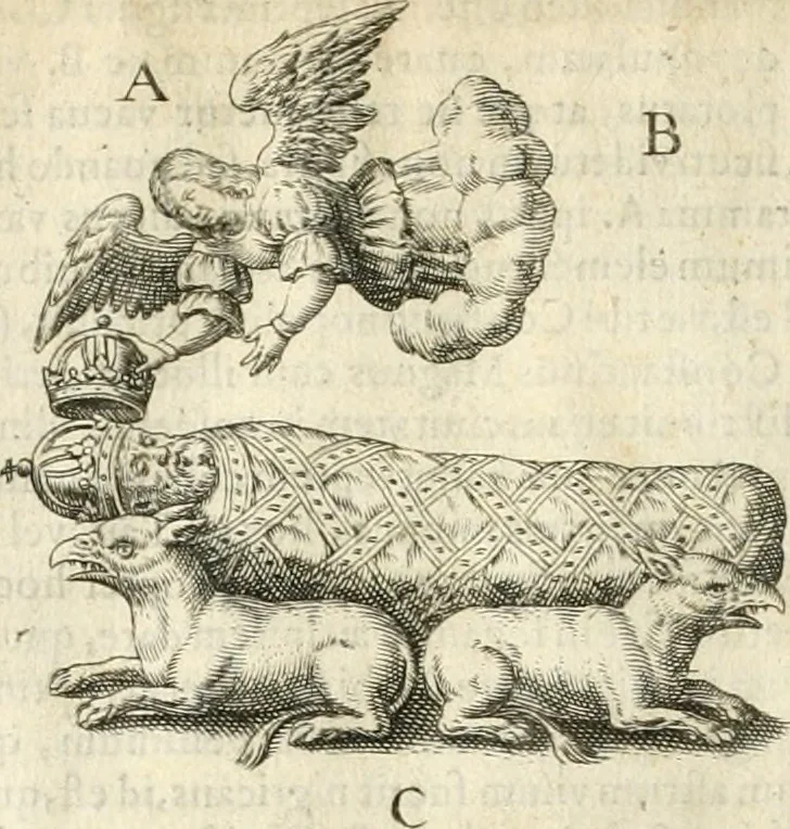 An illustration from Parnassvs cum imaginibus mvsarvm deorumq[ue] praesidum Hippocrenes : omnia depicta sunt, & distichis latinis illustrata, 1601, leaf 81