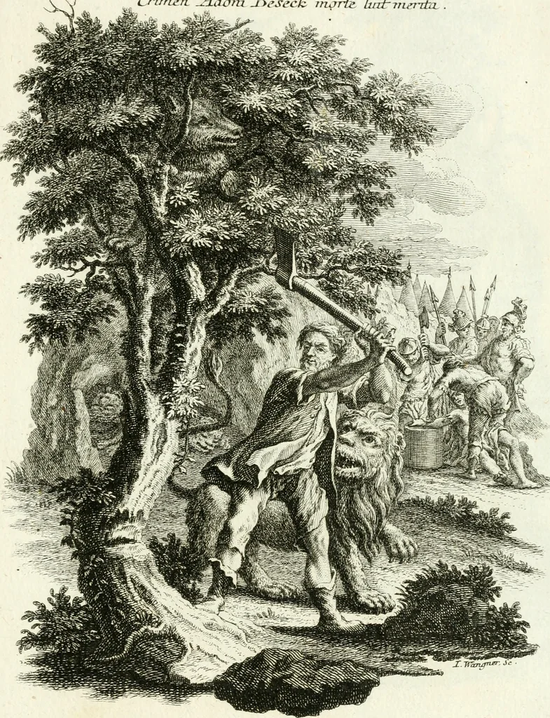 An illustration from Pars I. des berühmten italiänische[n] Ritters Caesaris Ripae, allerley Künsten und Wissenschafften dienlicher Sinnbildern und Gedancken : welchen jedesmahlen eine hierzu taugliche Historia oder Gleichnis beÿgefüget, 1758, leaf 106