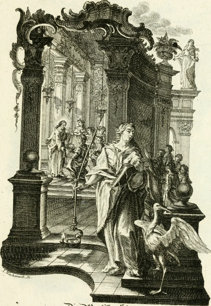 An illustration from Pars I. des berühmten italiänische[n] Ritters Caesaris Ripae, allerley Künsten und Wissenschafften dienlicher Sinnbildern und Gedancken : welchen jedesmahlen eine hierzu taugliche Historia oder Gleichnis beÿgefüget, 1758, leaf 114