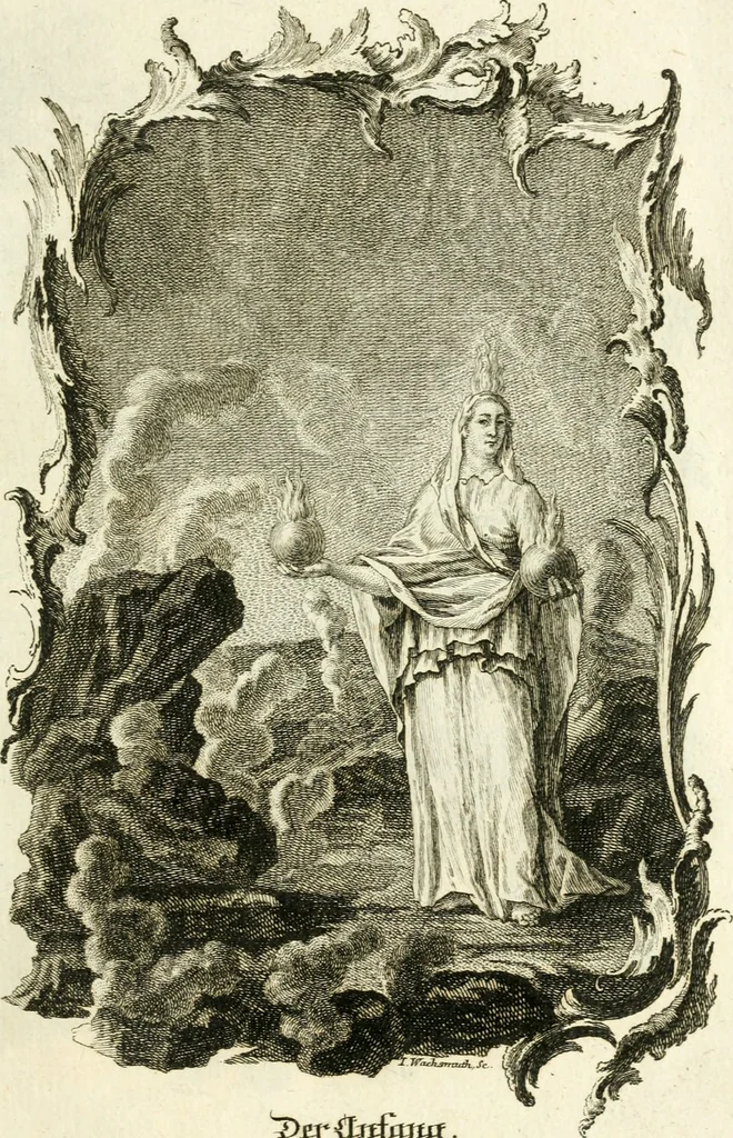 An illustration from Pars I. des berühmten italiänische[n] Ritters Caesaris Ripae, allerley Künsten und Wissenschafften dienlicher Sinnbildern und Gedancken : welchen jedesmahlen eine hierzu taugliche Historia oder Gleichnis beÿgefüget, 1758, leaf 14