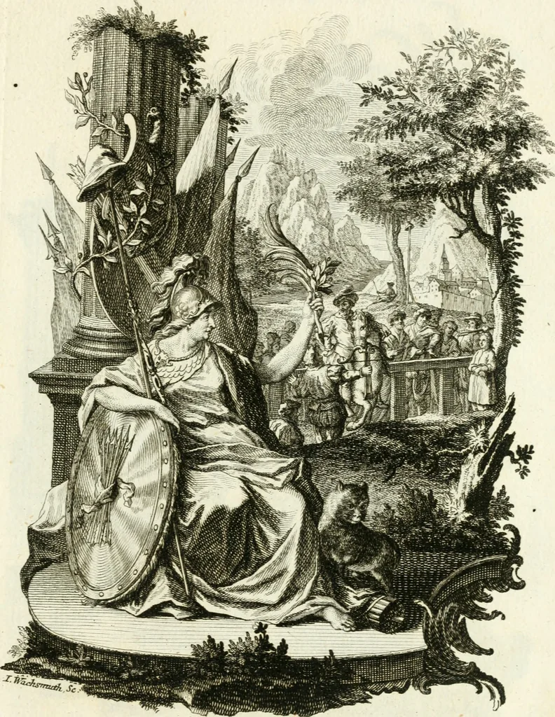 An illustration from Pars I. des berühmten italiänische[n] Ritters Caesaris Ripae, allerley Künsten und Wissenschafften dienlicher Sinnbildern und Gedancken : welchen jedesmahlen eine hierzu taugliche Historia oder Gleichnis beÿgefüget, 1758, leaf 140