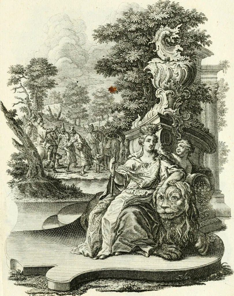 An illustration from Pars I. des berühmten italiänische[n] Ritters Caesaris Ripae, allerley Künsten und Wissenschafften dienlicher Sinnbildern und Gedancken : welchen jedesmahlen eine hierzu taugliche Historia oder Gleichnis beÿgefüget, 1758, leaf 144