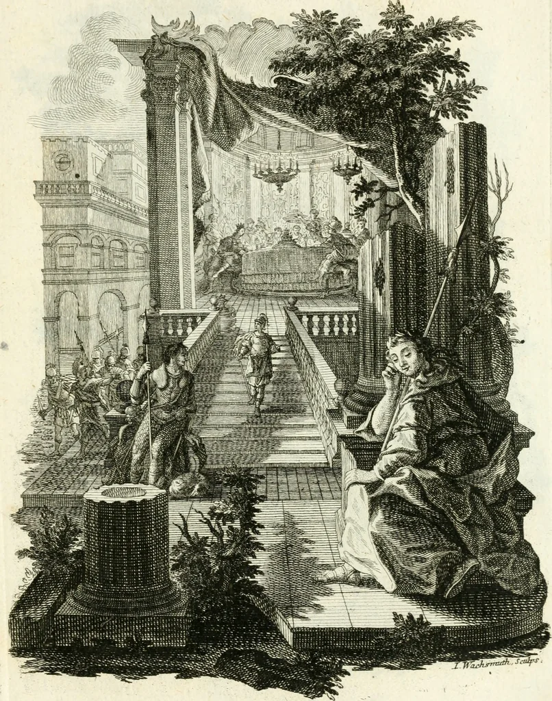 An illustration from Pars I. des berühmten italiänische[n] Ritters Caesaris Ripae, allerley Künsten und Wissenschafften dienlicher Sinnbildern und Gedancken : welchen jedesmahlen eine hierzu taugliche Historia oder Gleichnis beÿgefüget, 1758, leaf 146