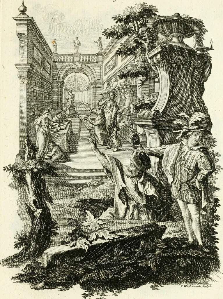 An illustration from Pars I. des berühmten italiänische[n] Ritters Caesaris Ripae, allerley Künsten und Wissenschafften dienlicher Sinnbildern und Gedancken : welchen jedesmahlen eine hierzu taugliche Historia oder Gleichnis beÿgefüget, 1758, leaf 150