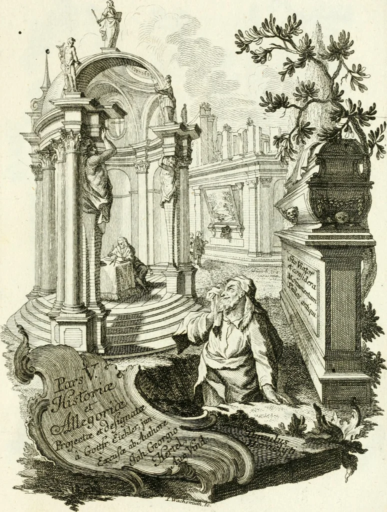 An illustration from Pars I. des berühmten italiänische[n] Ritters Caesaris Ripae, allerley Künsten und Wissenschafften dienlicher Sinnbildern und Gedancken : welchen jedesmahlen eine hierzu taugliche Historia oder Gleichnis beÿgefüget, 1758, leaf 180