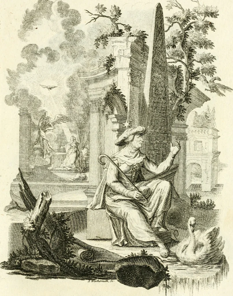 An illustration from Pars I. des berühmten italiänische[n] Ritters Caesaris Ripae, allerley Künsten und Wissenschafften dienlicher Sinnbildern und Gedancken : welchen jedesmahlen eine hierzu taugliche Historia oder Gleichnis beÿgefüget, 1758, leaf 182