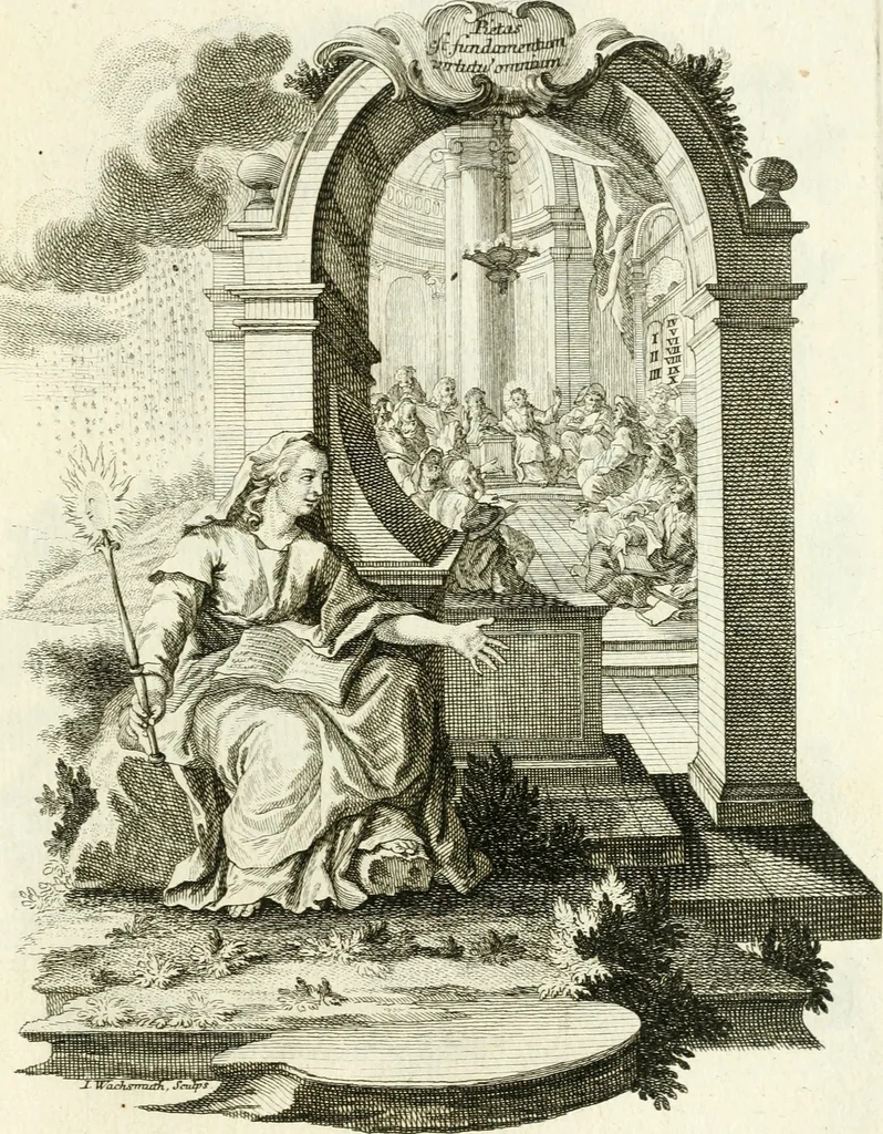 An illustration from Pars I. des berühmten italiänische[n] Ritters Caesaris Ripae, allerley Künsten und Wissenschafften dienlicher Sinnbildern und Gedancken : welchen jedesmahlen eine hierzu taugliche Historia oder Gleichnis beÿgefüget, 1758, leaf 184