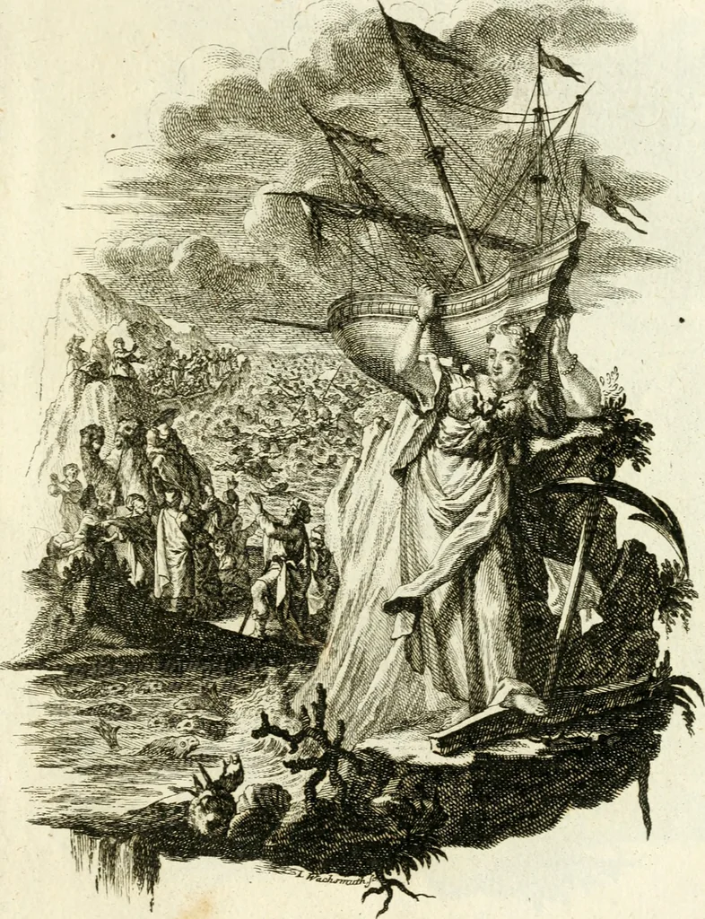 An illustration from Pars I. des berühmten italiänische[n] Ritters Caesaris Ripae, allerley Künsten und Wissenschafften dienlicher Sinnbildern und Gedancken : welchen jedesmahlen eine hierzu taugliche Historia oder Gleichnis beÿgefüget, 1758, leaf 20