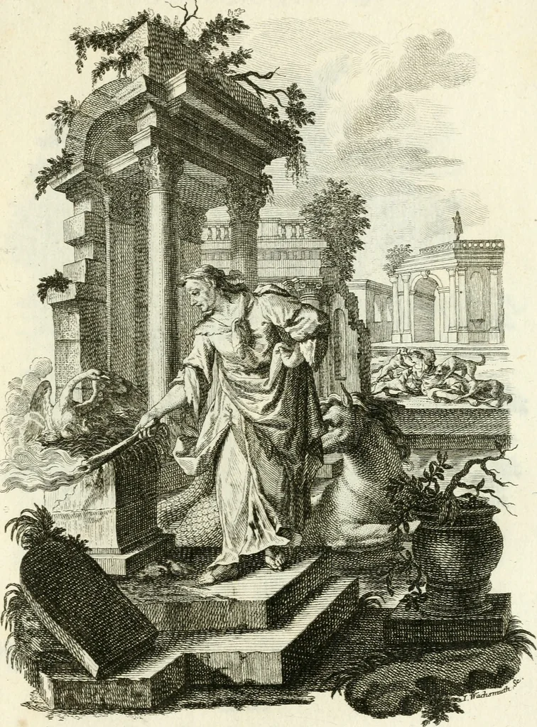 An illustration from Pars I. des berühmten italiänische[n] Ritters Caesaris Ripae, allerley Künsten und Wissenschafften dienlicher Sinnbildern und Gedancken : welchen jedesmahlen eine hierzu taugliche Historia oder Gleichnis beÿgefüget, 1758, leaf 200