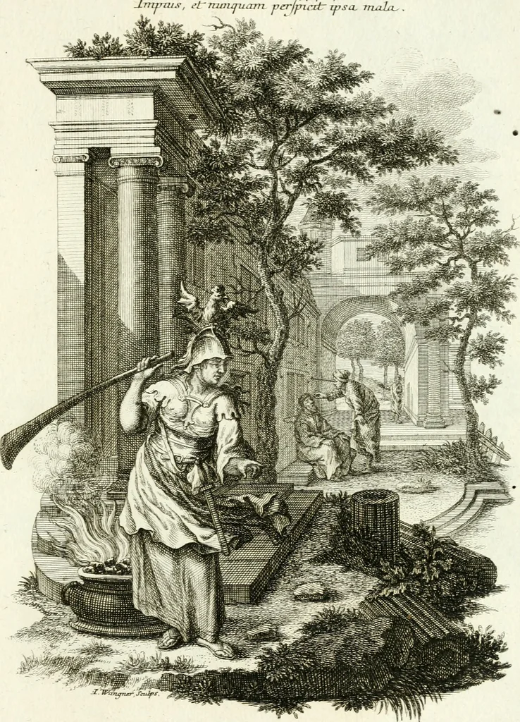 An illustration from Pars I. des berühmten italiänische[n] Ritters Caesaris Ripae, allerley Künsten und Wissenschafften dienlicher Sinnbildern und Gedancken : welchen jedesmahlen eine hierzu taugliche Historia oder Gleichnis beÿgefüget, 1758, leaf 206