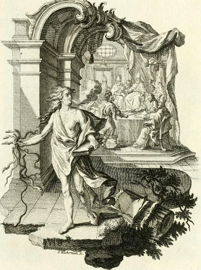 An illustration from Pars I. des berühmten italiänische[n] Ritters Caesaris Ripae, allerley Künsten und Wissenschafften dienlicher Sinnbildern und Gedancken : welchen jedesmahlen eine hierzu taugliche Historia oder Gleichnis beÿgefüget, 1758, leaf 210