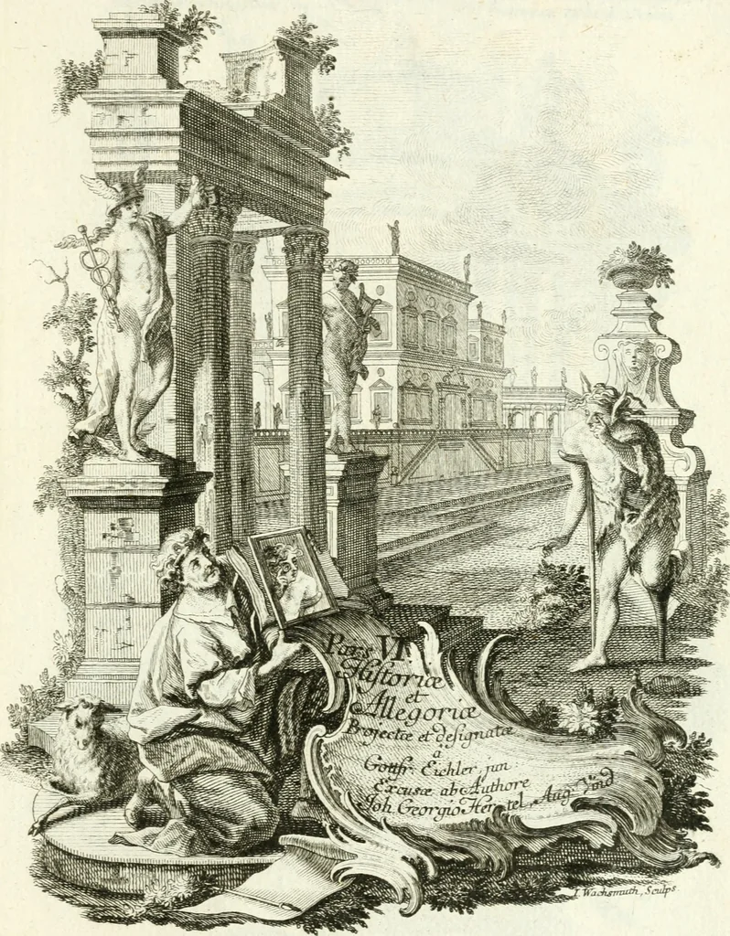 An illustration from Pars I. des berühmten italiänische[n] Ritters Caesaris Ripae, allerley Künsten und Wissenschafften dienlicher Sinnbildern und Gedancken : welchen jedesmahlen eine hierzu taugliche Historia oder Gleichnis beÿgefüget, 1758, leaf 228