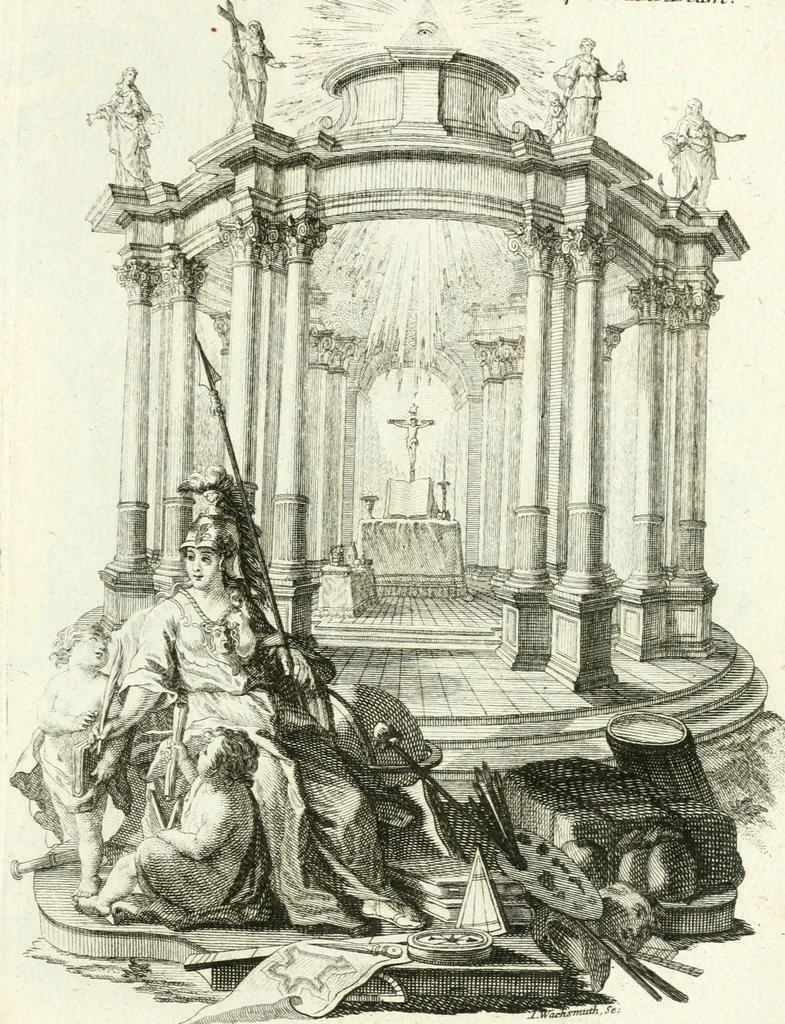 An illustration from Pars I. des berühmten italiänische[n] Ritters Caesaris Ripae, allerley Künsten und Wissenschafften dienlicher Sinnbildern und Gedancken : welchen jedesmahlen eine hierzu taugliche Historia oder Gleichnis beÿgefüget, 1758, leaf 230