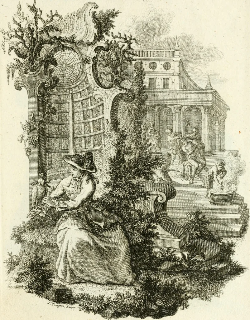 An illustration from Pars I. des berühmten italiänische[n] Ritters Caesaris Ripae, allerley Künsten und Wissenschafften dienlicher Sinnbildern und Gedancken : welchen jedesmahlen eine hierzu taugliche Historia oder Gleichnis beÿgefüget, 1758, leaf 252