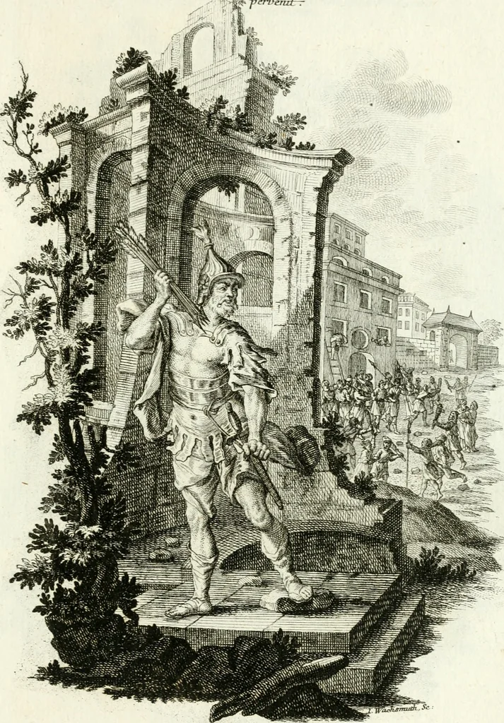 An illustration from Pars I. des berühmten italiänische[n] Ritters Caesaris Ripae, allerley Künsten und Wissenschafften dienlicher Sinnbildern und Gedancken : welchen jedesmahlen eine hierzu taugliche Historia oder Gleichnis beÿgefüget, 1758, leaf 292