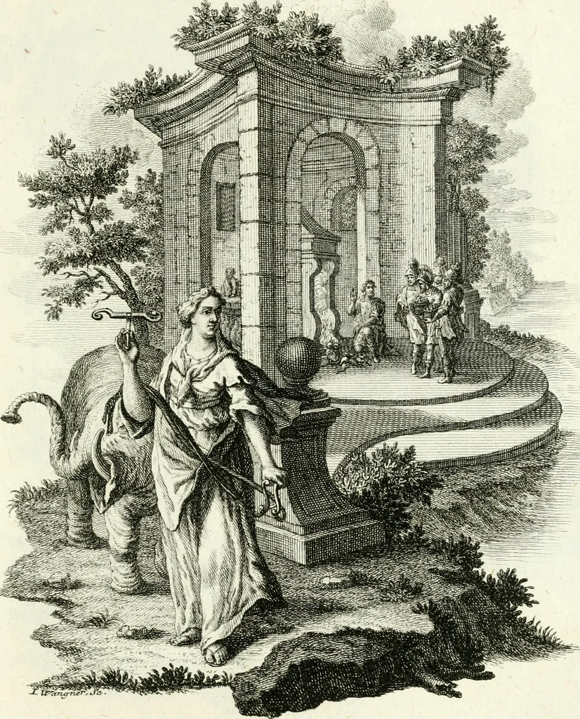 An illustration from Pars I. des berühmten italiänische[n] Ritters Caesaris Ripae, allerley Künsten und Wissenschafften dienlicher Sinnbildern und Gedancken : welchen jedesmahlen eine hierzu taugliche Historia oder Gleichnis beÿgefüget, 1758, leaf 330