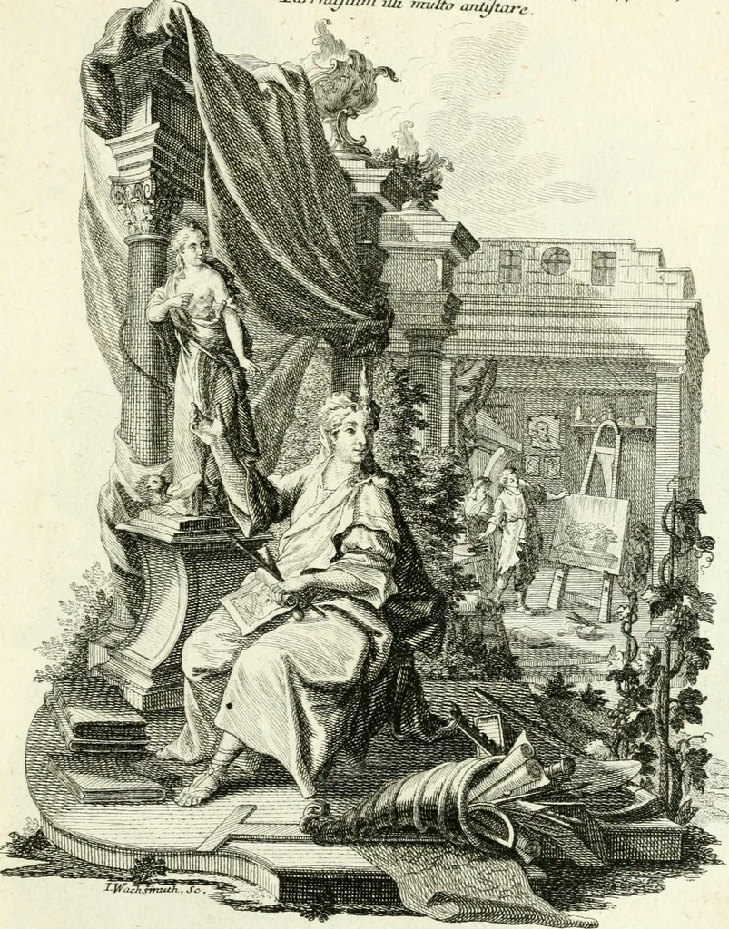 An illustration from Pars I. des berühmten italiänische[n] Ritters Caesaris Ripae, allerley Künsten und Wissenschafften dienlicher Sinnbildern und Gedancken : welchen jedesmahlen eine hierzu taugliche Historia oder Gleichnis beÿgefüget, 1758, leaf 340