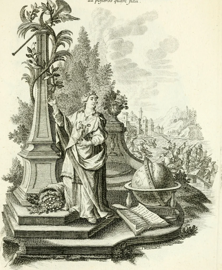 An illustration from Pars I. des berühmten italiänische[n] Ritters Caesaris Ripae, allerley Künsten und Wissenschafften dienlicher Sinnbildern und Gedancken : welchen jedesmahlen eine hierzu taugliche Historia oder Gleichnis beÿgefüget, 1758, leaf 342