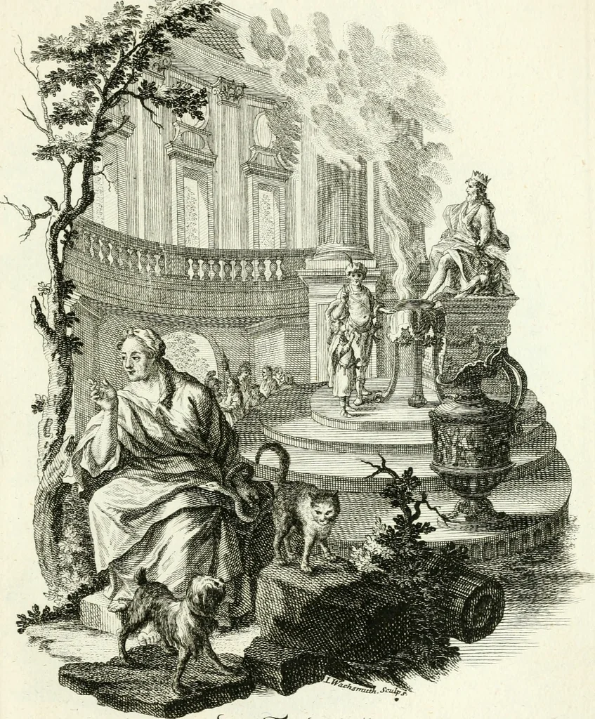 An illustration from Pars I. des berühmten italiänische[n] Ritters Caesaris Ripae, allerley Künsten und Wissenschafften dienlicher Sinnbildern und Gedancken : welchen jedesmahlen eine hierzu taugliche Historia oder Gleichnis beÿgefüget, 1758, leaf 344