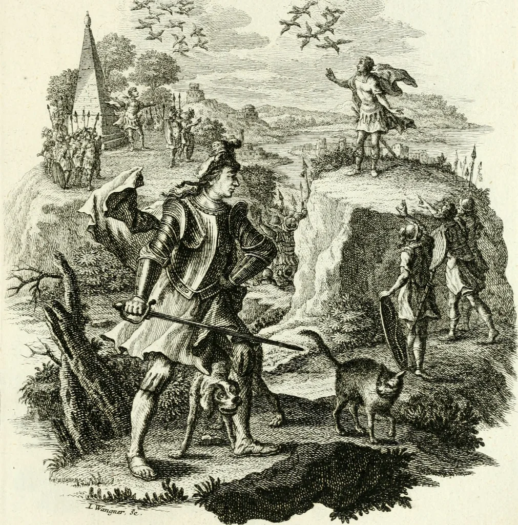 An illustration from Pars I. des berühmten italiänische[n] Ritters Caesaris Ripae, allerley Künsten und Wissenschafften dienlicher Sinnbildern und Gedancken : welchen jedesmahlen eine hierzu taugliche Historia oder Gleichnis beÿgefüget, 1758, leaf 348