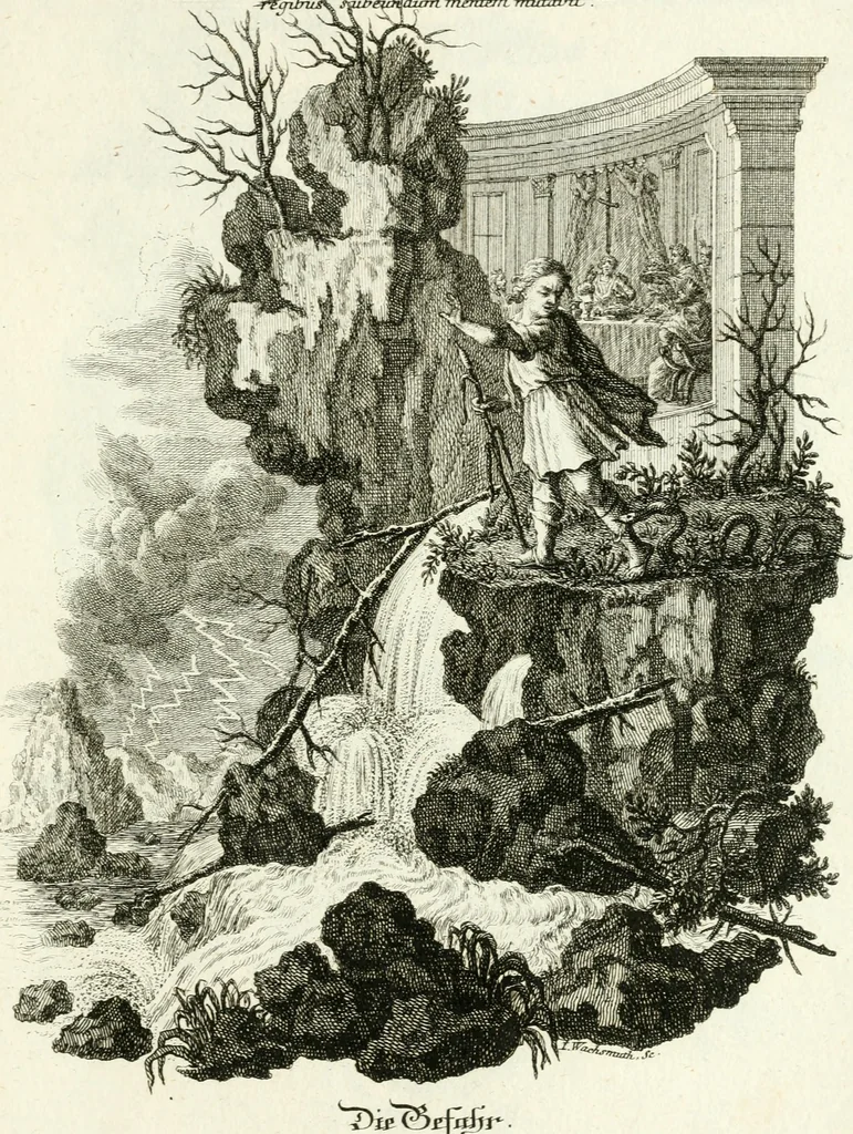 An illustration from Pars I. des berühmten italiänische[n] Ritters Caesaris Ripae, allerley Künsten und Wissenschafften dienlicher Sinnbildern und Gedancken : welchen jedesmahlen eine hierzu taugliche Historia oder Gleichnis beÿgefüget, 1758, leaf 350