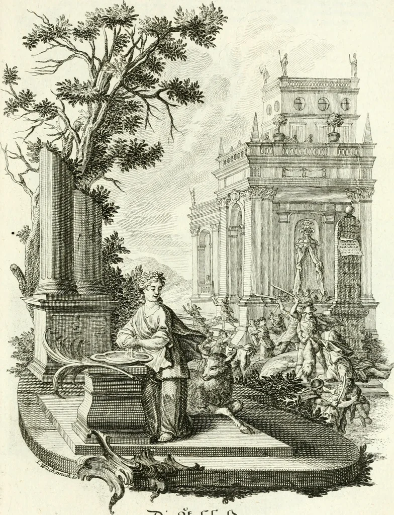 An illustration from Pars I. des berühmten italiänische[n] Ritters Caesaris Ripae, allerley Künsten und Wissenschafften dienlicher Sinnbildern und Gedancken : welchen jedesmahlen eine hierzu taugliche Historia oder Gleichnis beÿgefüget, 1758, leaf 360