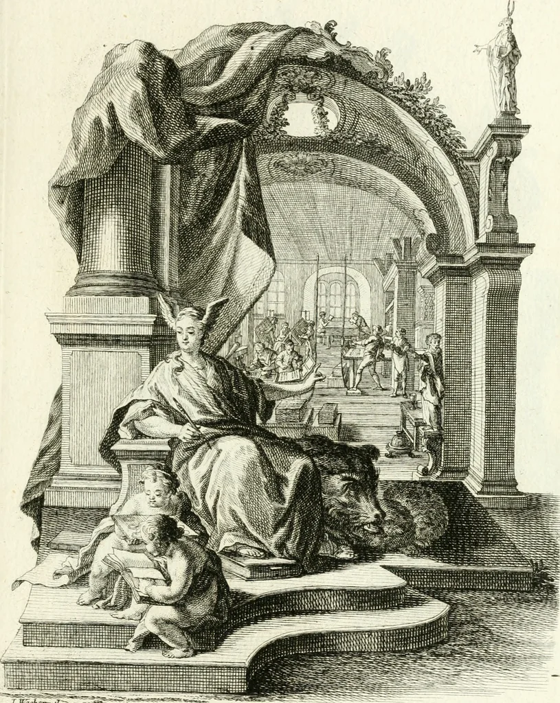 An illustration from Pars I. des berühmten italiänische[n] Ritters Caesaris Ripae, allerley Künsten und Wissenschafften dienlicher Sinnbildern und Gedancken : welchen jedesmahlen eine hierzu taugliche Historia oder Gleichnis beÿgefüget, 1758, leaf 412