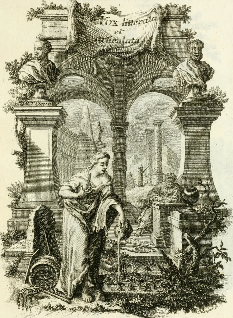 An illustration from Pars I. des berühmten italiänische[n] Ritters Caesaris Ripae, allerley Künsten und Wissenschafften dienlicher Sinnbildern und Gedancken : welchen jedesmahlen eine hierzu taugliche Historia oder Gleichnis beÿgefüget, 1758, leaf 420