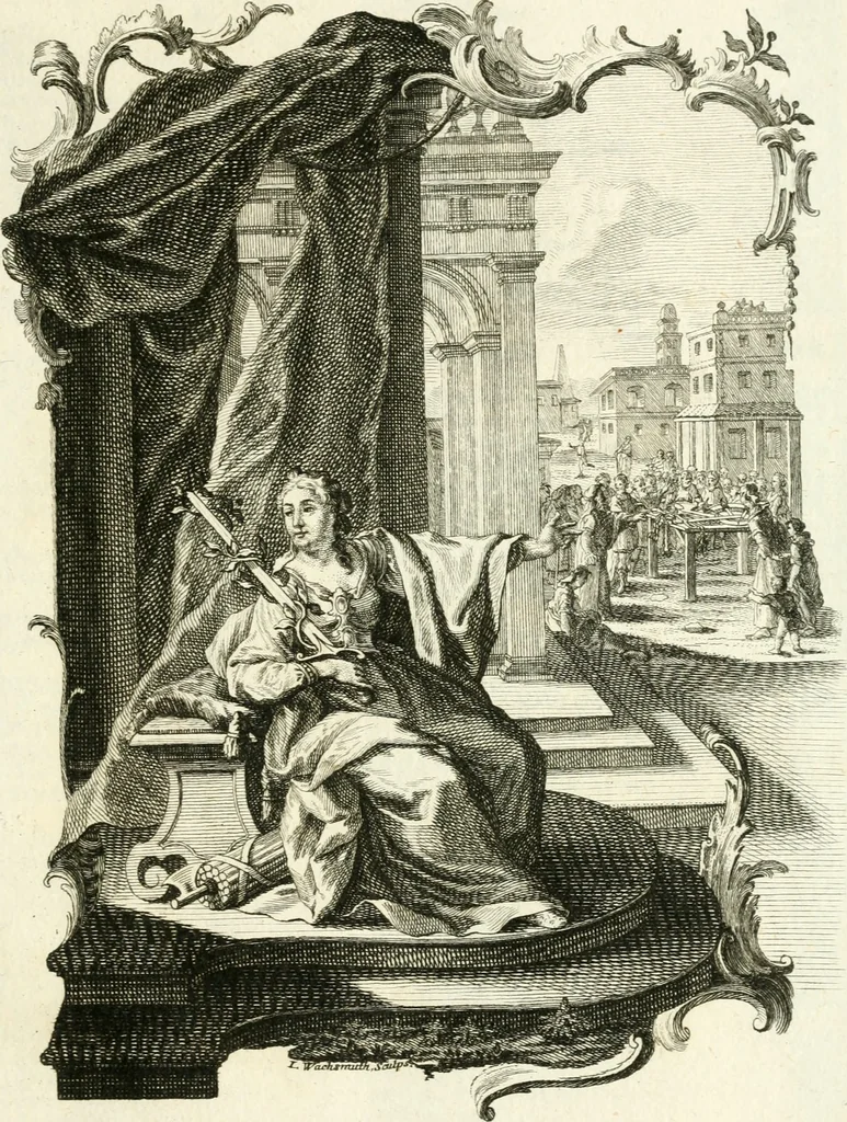 An illustration from Pars I. des berühmten italiänische[n] Ritters Caesaris Ripae, allerley Künsten und Wissenschafften dienlicher Sinnbildern und Gedancken : welchen jedesmahlen eine hierzu taugliche Historia oder Gleichnis beÿgefüget, 1758, leaf 438