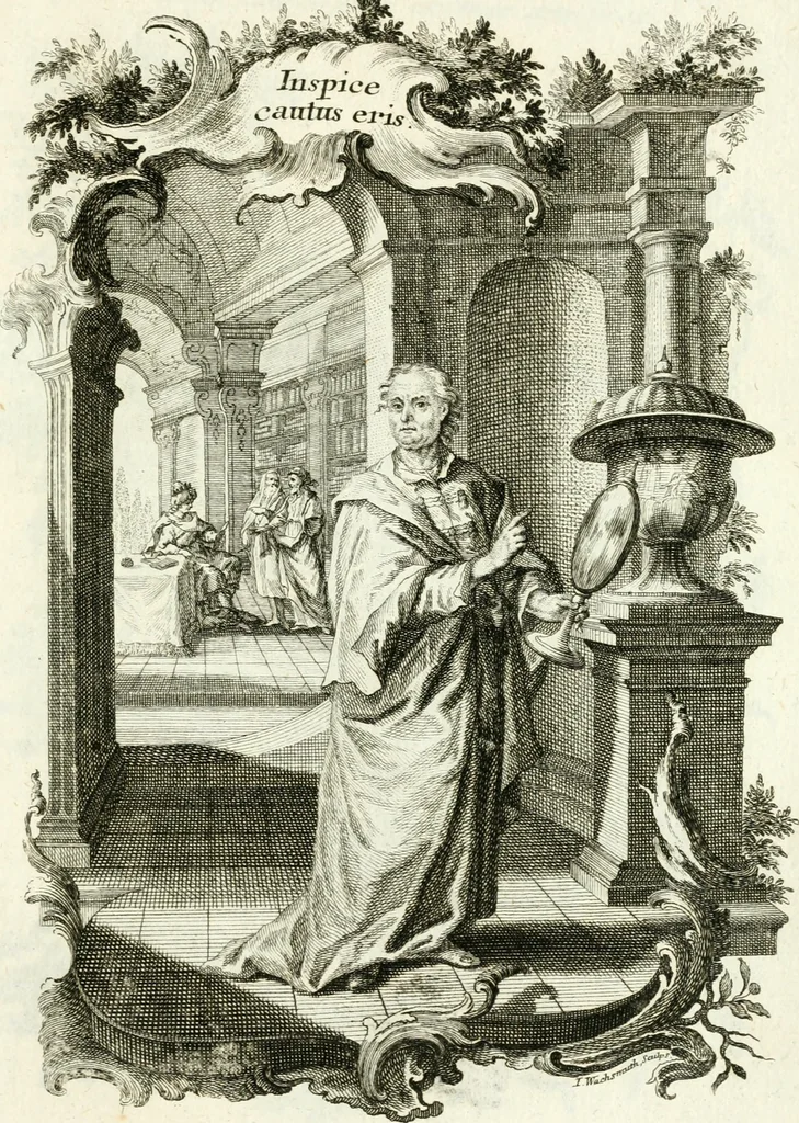 An illustration from Pars I. des berühmten italiänische[n] Ritters Caesaris Ripae, allerley Künsten und Wissenschafften dienlicher Sinnbildern und Gedancken : welchen jedesmahlen eine hierzu taugliche Historia oder Gleichnis beÿgefüget, 1758, leaf 54