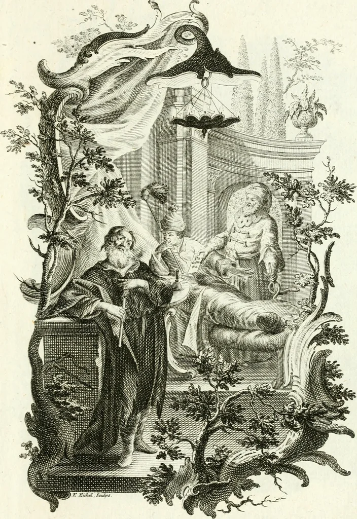An illustration from Pars I. des berühmten italiänische[n] Ritters Caesaris Ripae, allerley Künsten und Wissenschafften dienlicher Sinnbildern und Gedancken : welchen jedesmahlen eine hierzu taugliche Historia oder Gleichnis beÿgefüget, 1758, leaf 60