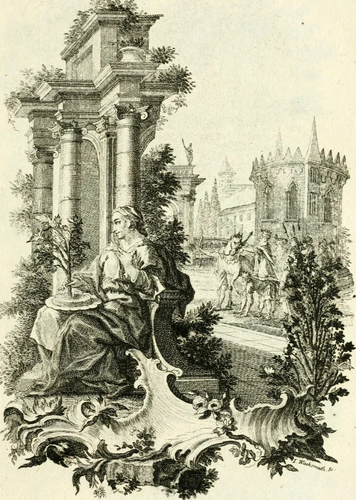 An illustration from Pars I. des berühmten italiänische[n] Ritters Caesaris Ripae, allerley Künsten und Wissenschafften dienlicher Sinnbildern und Gedancken : welchen jedesmahlen eine hierzu taugliche Historia oder Gleichnis beÿgefüget, 1758, leaf 64