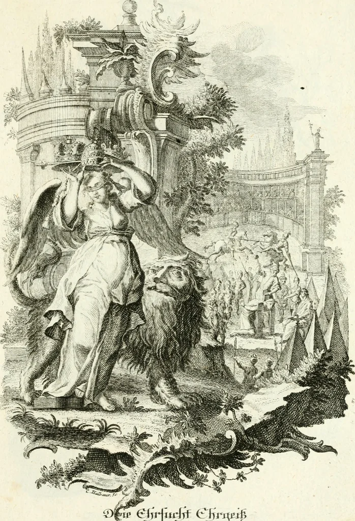 An illustration from Pars I. des berühmten italiänische[n] Ritters Caesaris Ripae, allerley Künsten und Wissenschafften dienlicher Sinnbildern und Gedancken : welchen jedesmahlen eine hierzu taugliche Historia oder Gleichnis beÿgefüget, 1758, leaf 72