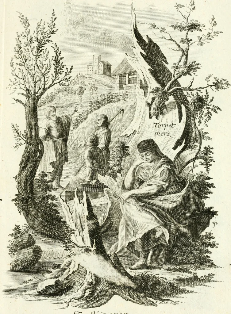 An illustration from Pars I. des berühmten italiänische[n] Ritters Caesaris Ripae, allerley Künsten und Wissenschafften dienlicher Sinnbildern und Gedancken : welchen jedesmahlen eine hierzu taugliche Historia oder Gleichnis beÿgefüget, 1758, leaf 88