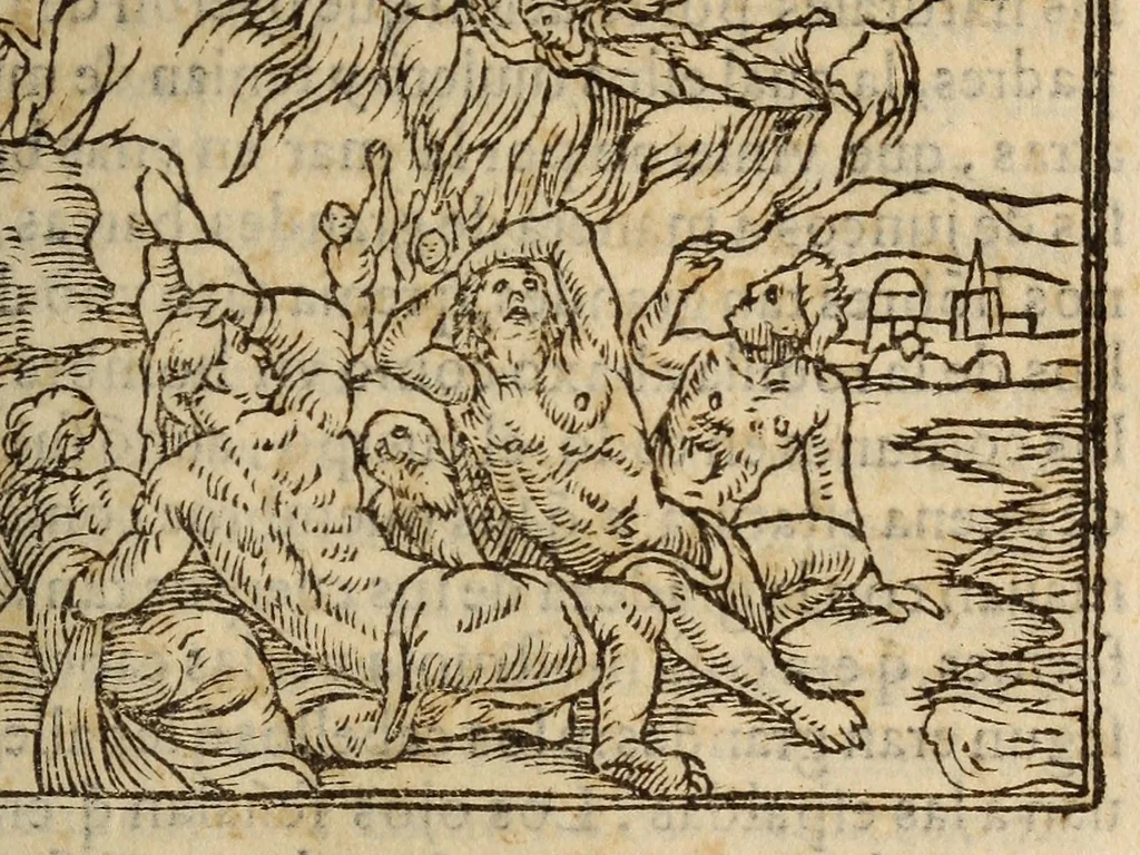 An illustration from Parte primera de la Chronica del Perv : qve tracta la demarcacion de sus prouincias, la descripcion dellas, las fundaciones de las nueuas ciudades, los ritos y costumbres delos Indios, y otras cosas estrañas dignas de ser sabidas, 1554, leaf 301