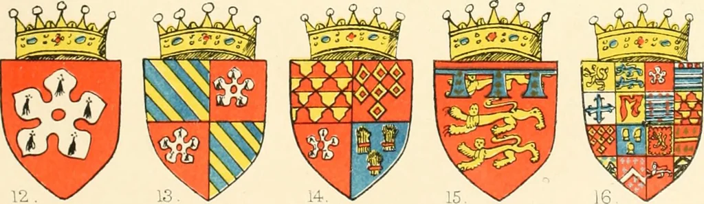 An illustration from The particular description of England. 1588. With views of some of the chief towns and armorial bearings of nobles and bishops, 1879, leaf 108