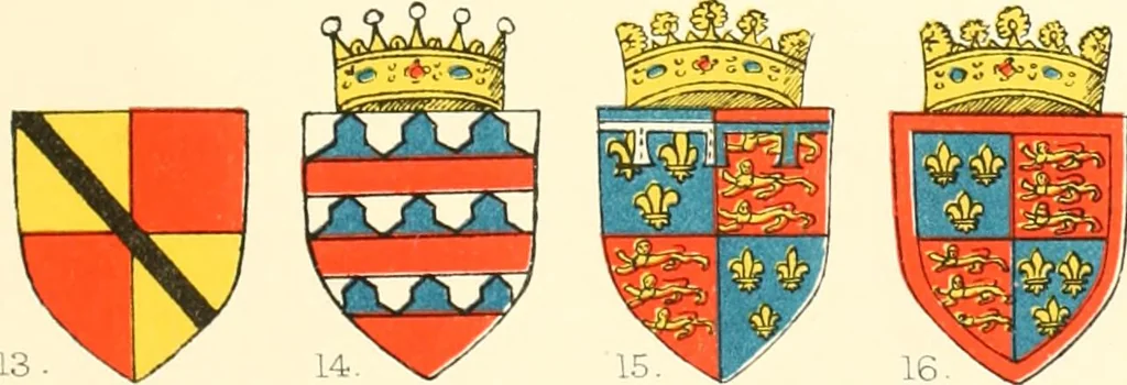 An illustration from The particular description of England. 1588. With views of some of the chief towns and armorial bearings of nobles and bishops, 1879, leaf 112