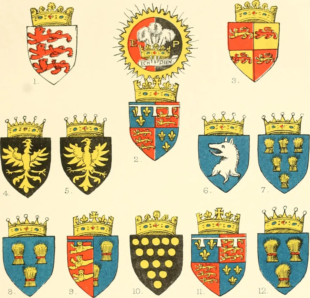An illustration from The particular description of England. 1588. With views of some of the chief towns and armorial bearings of nobles and bishops, 1879, leaf 114