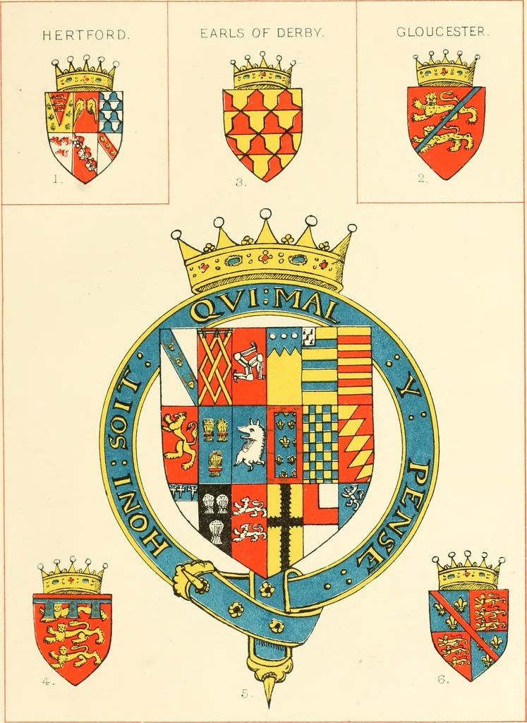 An illustration from The particular description of England. 1588. With views of some of the chief towns and armorial bearings of nobles and bishops, 1879, leaf 126