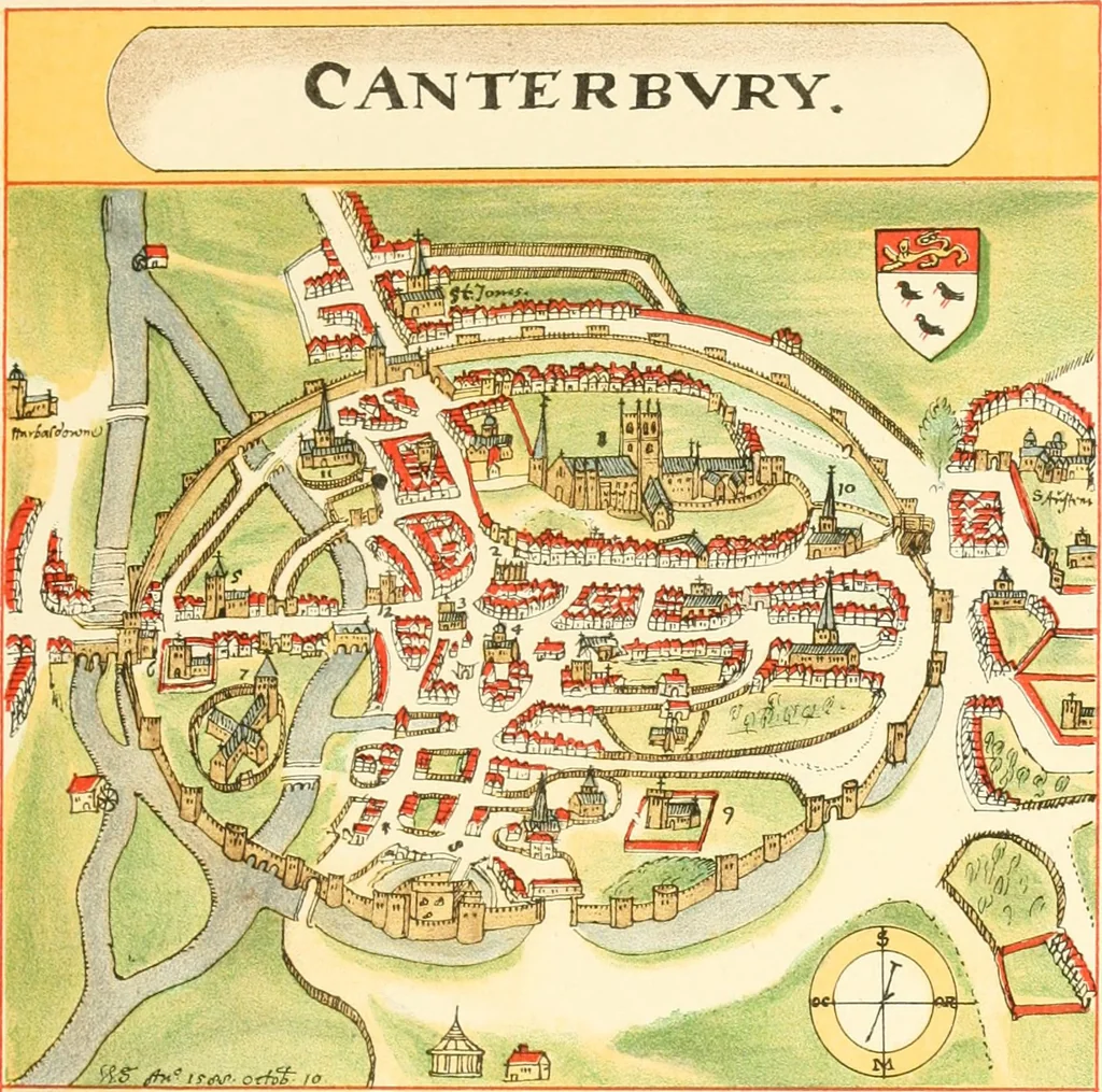 An illustration from The particular description of England. 1588. With views of some of the chief towns and armorial bearings of nobles and bishops, 1879, leaf 134