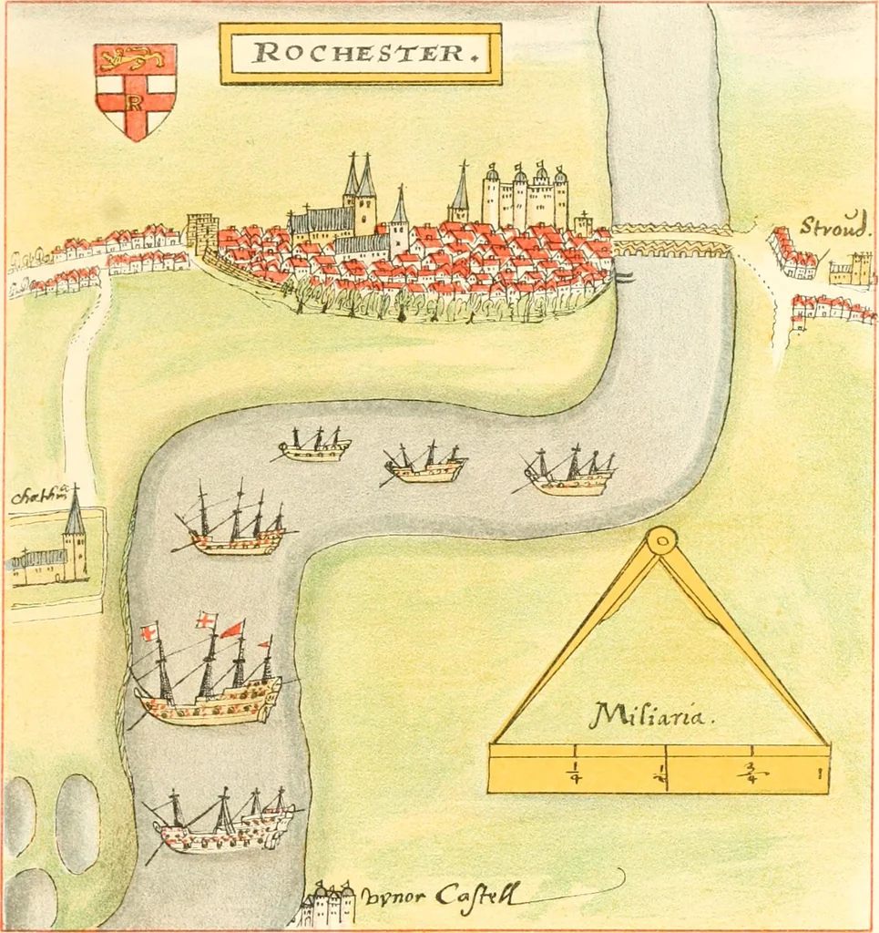 An illustration from The particular description of England. 1588. With views of some of the chief towns and armorial bearings of nobles and bishops, 1879, leaf 136