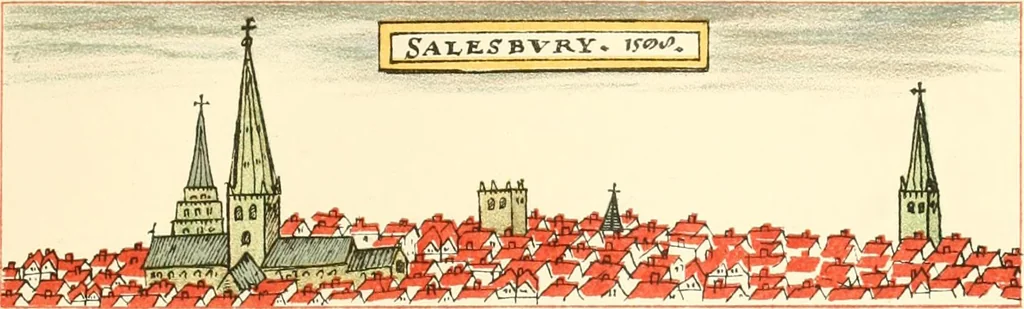 An illustration from The particular description of England. 1588. With views of some of the chief towns and armorial bearings of nobles and bishops, 1879, leaf 140