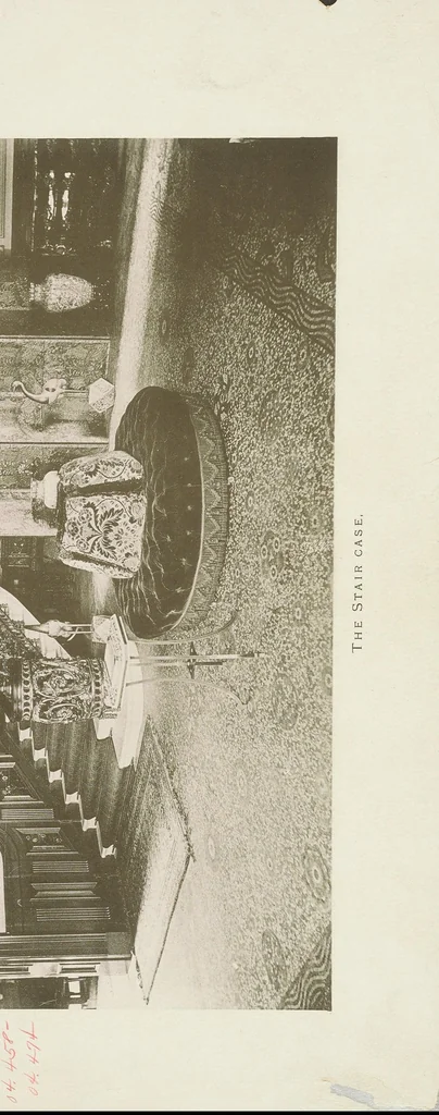 An illustration from Particulars and conditions of sale of the noble leasehold mansion, No. 49, Prince's Gate, S.W., overlooking the whole of Prince's Gardens, and within a stone's-throw of Hyde Park one of the most sumptuous and interesting properties in London with excellent spacious stabling near, 1892, leaf 9