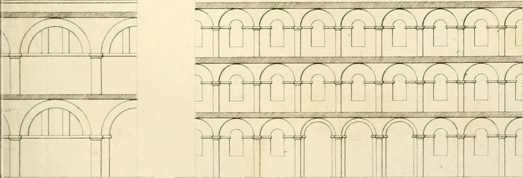 An illustration from Partie graphique des cours d'architecture faits à l'École royale polytechnique depuis sa réorganisation; précédée d'un sommaire des leçons relatives à ce nouveau travail, 1821, leaf 108