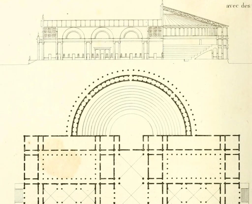 An illustration from Partie graphique des cours d'architecture faits à l'École royale polytechnique depuis sa réorganisation; précédée d'un sommaire des leçons relatives à ce nouveau travail, 1821, leaf 87