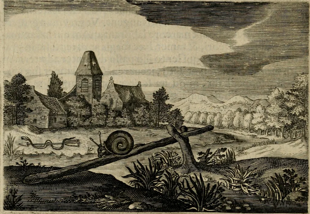 An illustration from Emblemata Florentii Schoonhovii I.C. Goudani, partim moralia, partim etiam civilia. Cum latiori eorundem ejusdem auctoris interpretatione. Accedunt et alia quaedam poëmatia in alijs poëmatum suorum libris non contenta, 1618, leaf 173
