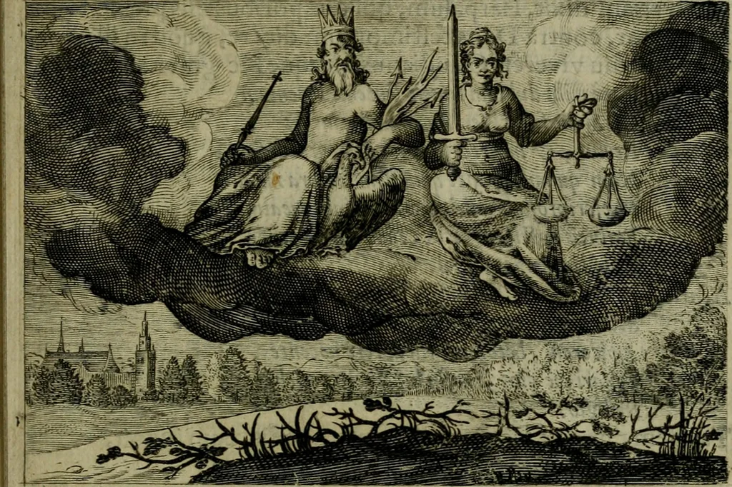 An illustration from Emblemata Florentii Schoonhovii I.C. Goudani, partim moralia, partim etiam civilia. Cum latiori eorundem ejusdem auctoris interpretatione. Accedunt et alia quaedam poëmatia in alijs poëmatum suorum libris non contenta, 1618, leaf 180