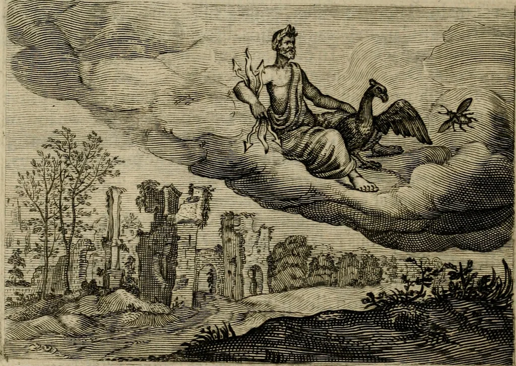 An illustration from Emblemata Florentii Schoonhovii I.C. Goudani, partim moralia, partim etiam civilia. Cum latiori eorundem ejusdem auctoris interpretatione. Accedunt et alia quaedam poëmatia in alijs poëmatum suorum libris non contenta, 1618, leaf 183