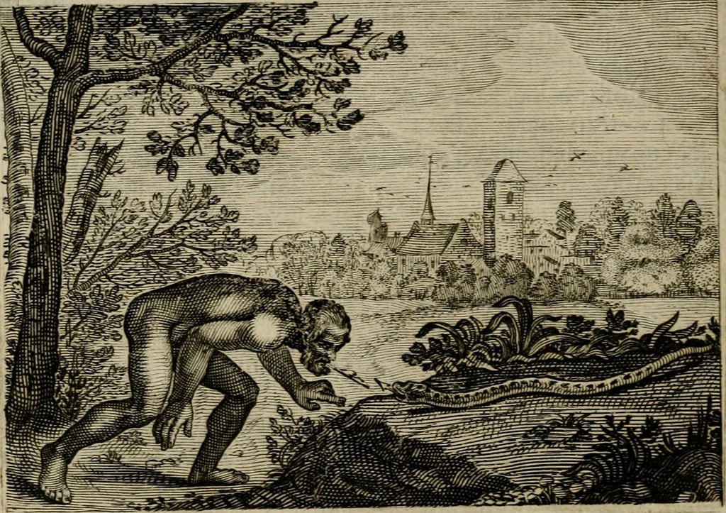 An illustration from Emblemata Florentii Schoonhovii I.C. Goudani, partim moralia, partim etiam civilia. Cum latiori eorundem ejusdem auctoris interpretatione. Accedunt et alia quaedam poëmatia in alijs poëmatum suorum libris non contenta, 1618, leaf 185
